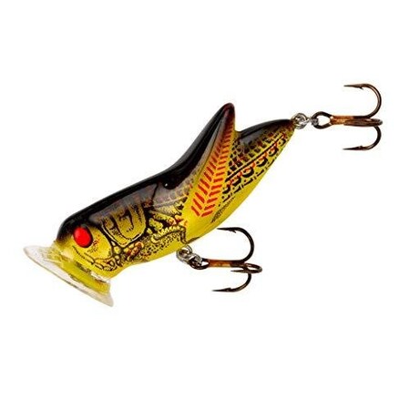 Rebel Crickhopper Popper Topwater Bait, 1 34, 316 Oz YellowBlackback, Floating P73434